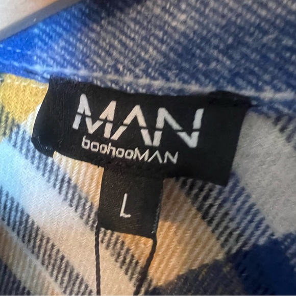 BoohooMAN 1/2 Zip Pullover Flannel Shirt Men’s L Heavy Brushed Overshirt Jacket - Picture 8 of 13